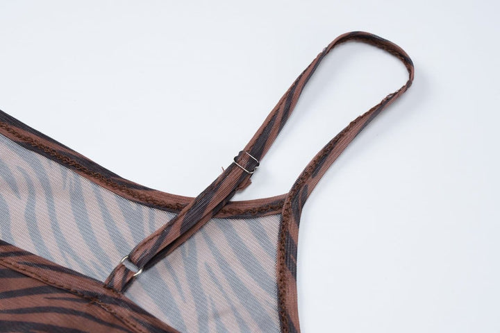 Tiger print sheer mesh cami maxi dress  | Festival Outfits Women