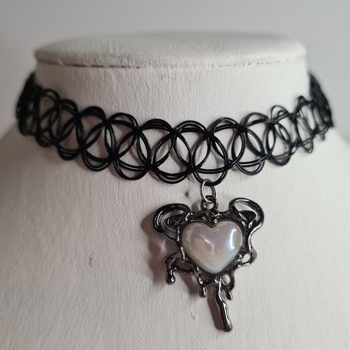 Black heart pendant choker necklace  | Festival Outfits Women