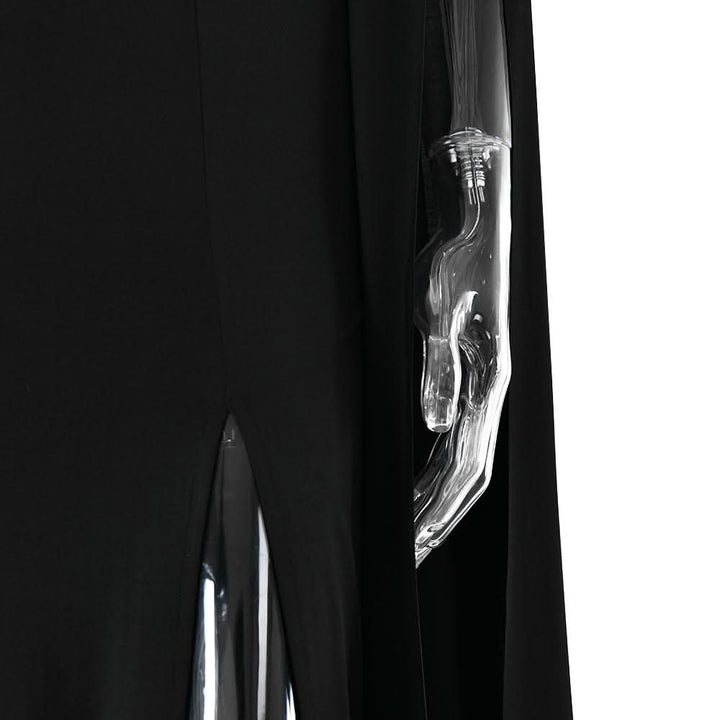 Long sleeve high slit square neck ruched maxi dress  | Festival Outfits Women