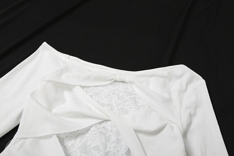 Off shoulder long sleeve lace patchwork top  | Festival Outfits Women