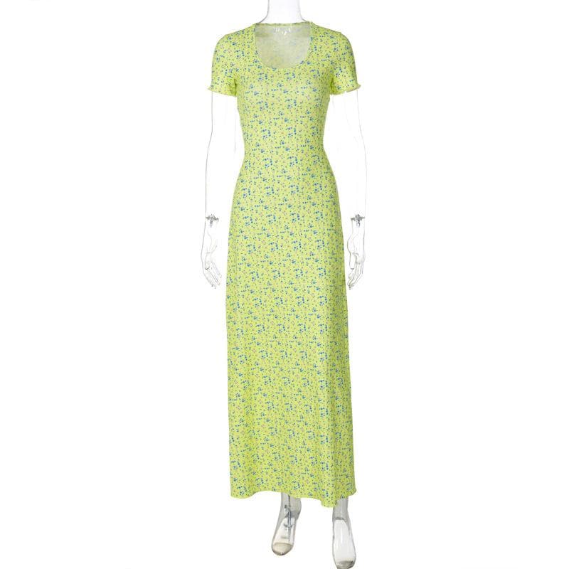 U neck flower print lace up maxi dress  | Festival Outfits Women