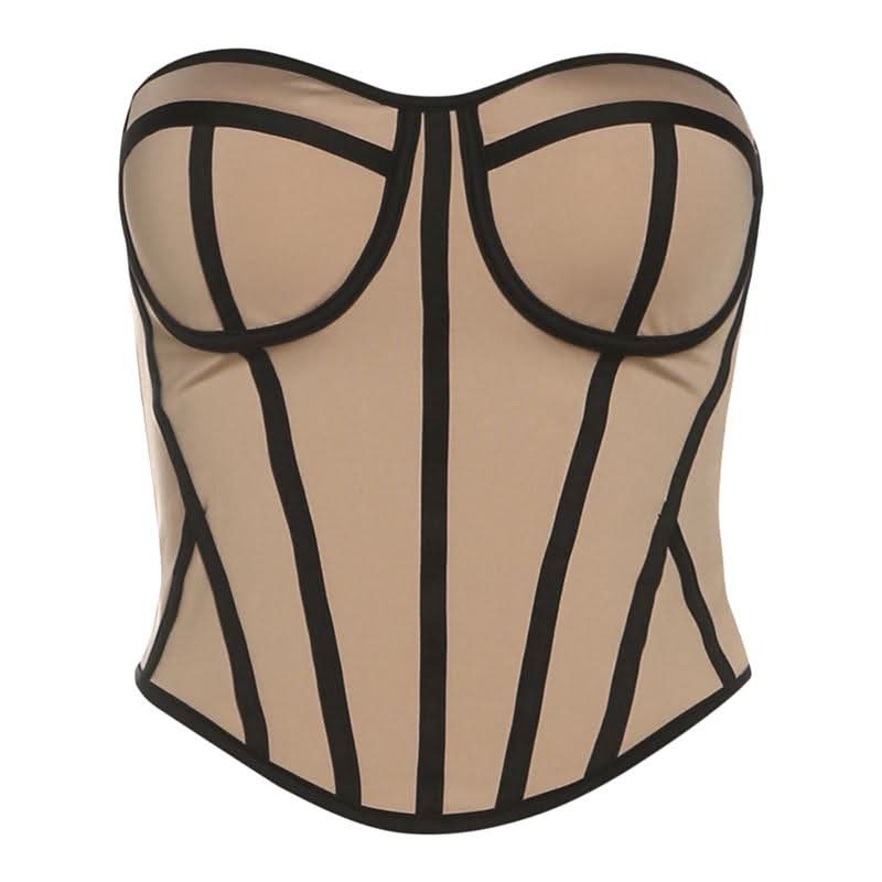 Sweetheart neck bustier backless contrast top  | Festival Outfits Women