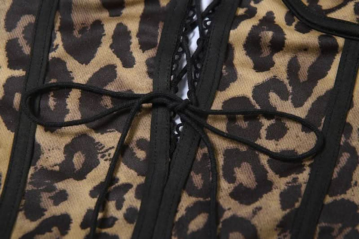 Leopard print mesh lace up cami maxi dress  | Festival Outfits Women