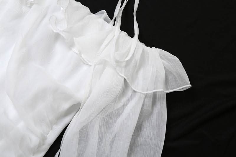 Halter off shoulder chiffon bowknot ruffle mini dress  | Festival Outfits Women