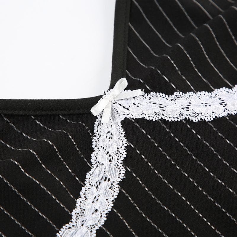 Tsoffin riguna masu ratsi da wuyan Bowknot | Kayan Biki na Mata