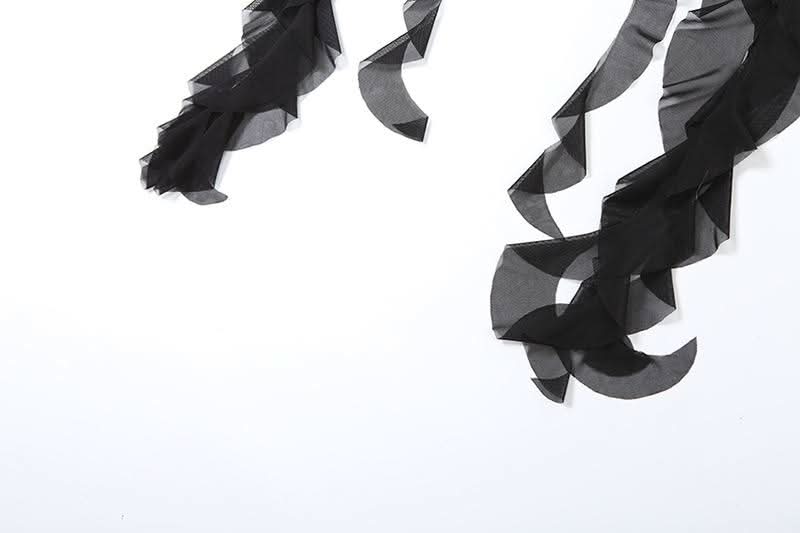 Ruffle mesh solid mini skirt  | Festival Outfits Women