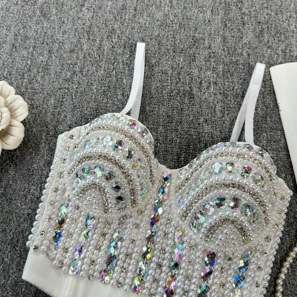 Beaded v neck button backless cami top  | Festival Outfits Women