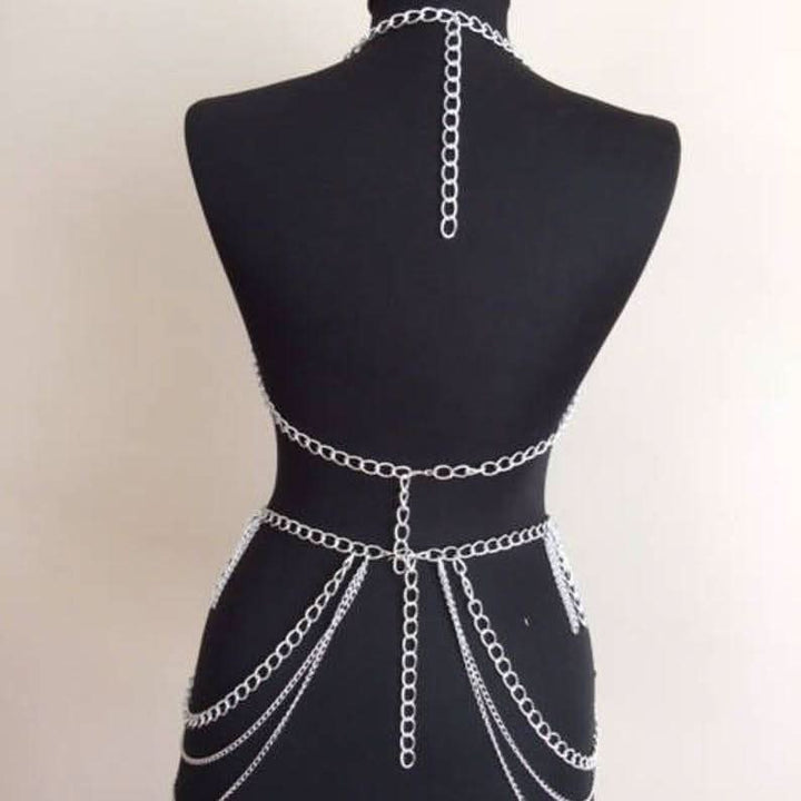 Halter metal waist chain backless set  | Festival Outfits Women