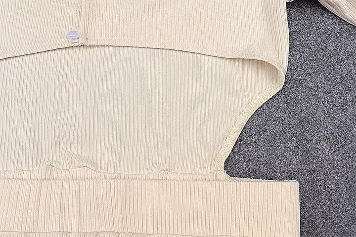 Ribbed long sleeve solid button hollow out crewneck cut out mini dress-final-sale  | Festival Outfits Women