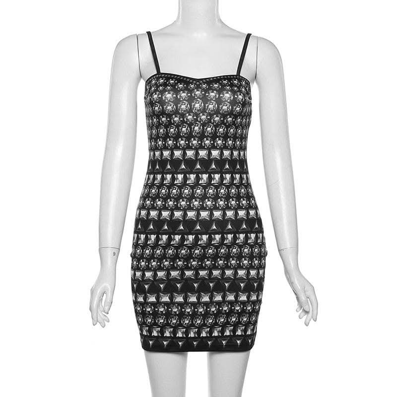 Contrast print sweetheart neck backless cami mini dress-final-sale  | Festival Outfits Women