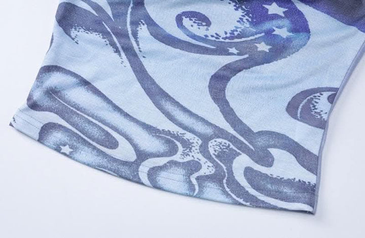 Abstract print backless contrast tube pant set-final-sale