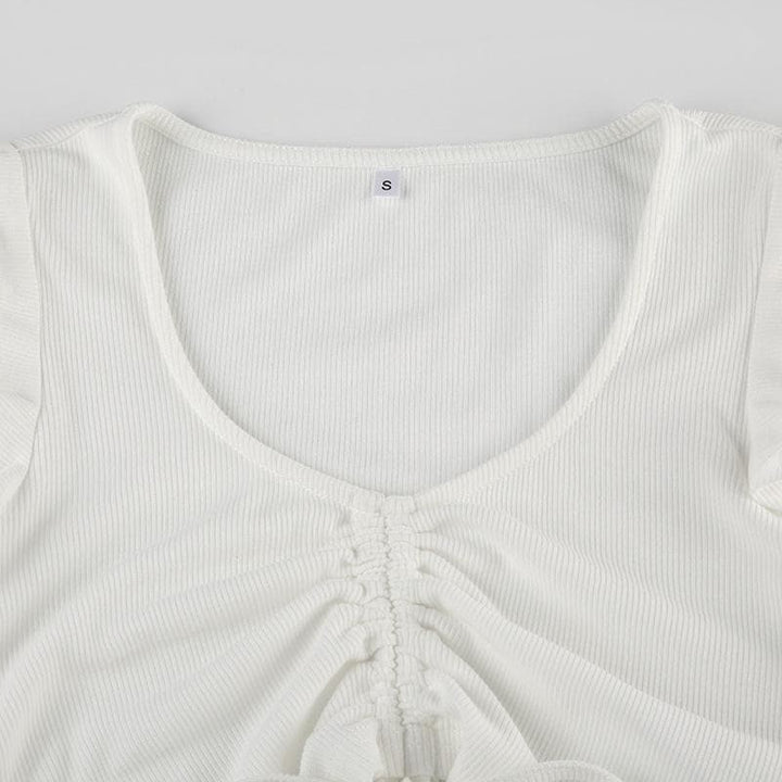 Riga mai kauri da aka yi da ribbed crop top | Kayan Biki na Mata