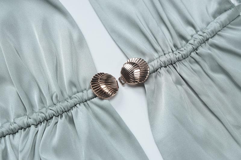 Saitin siket ɗin maxi mara baya na halter na ƙarfe | Kayan Biki na Mata