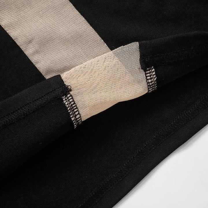 Mesh patchwork contrast irregular long sleeve maxi dress-final-sale  | Festival Outfits Women