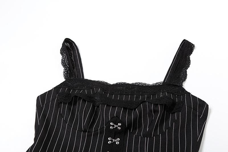 Lace hem striped button ruched cami romper-final-sale
