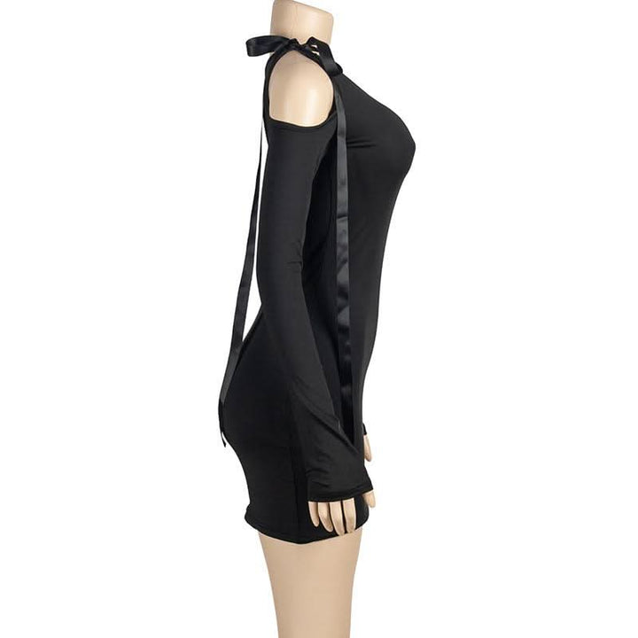 Off shoulder long sleeve ribbon mini dress  | red tango dress  | Festival Outfits Women