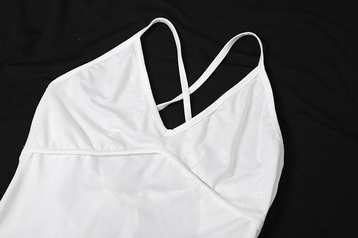 V neck flower applique cross back cami maxi dress  | Festival Outfits Women