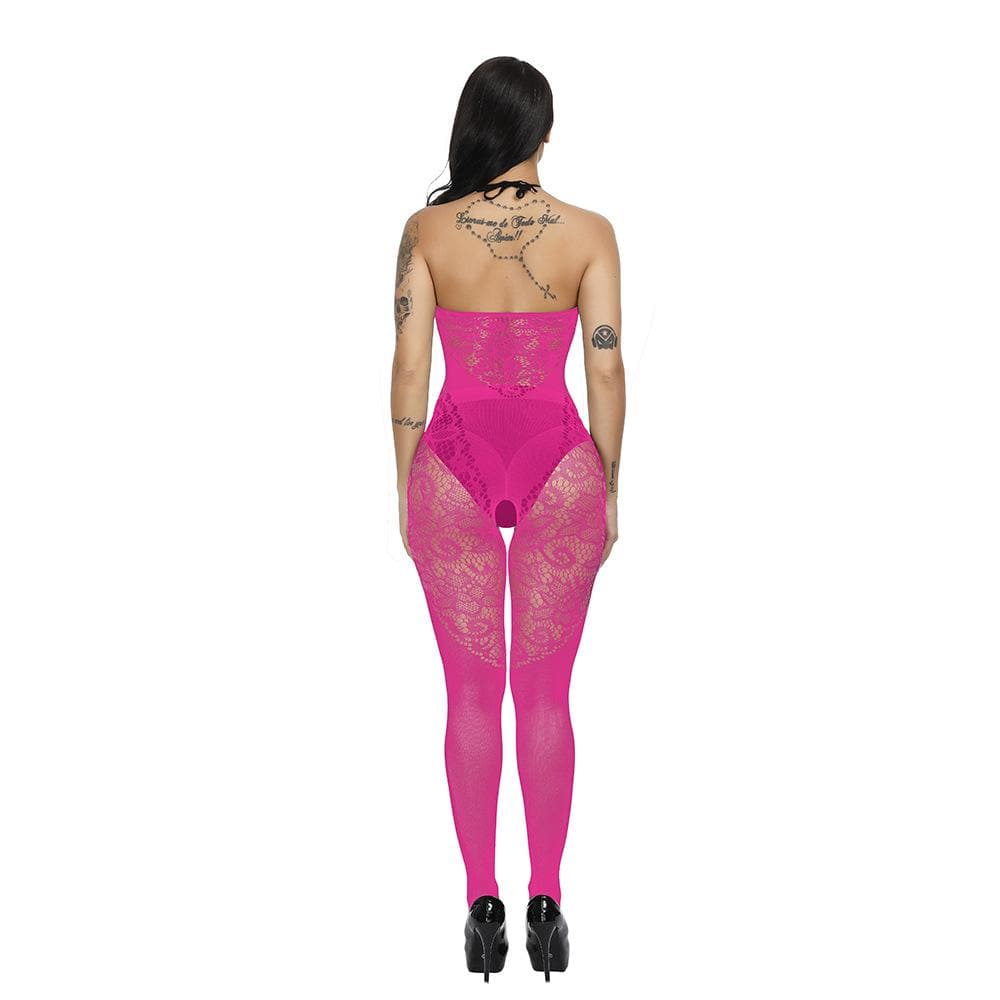 Halter patchwork lace backless bodystocking  | Festival Outfits Women
