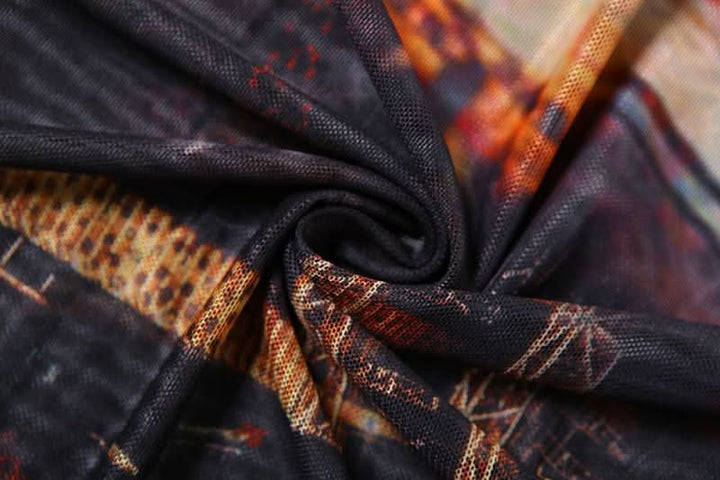 Abstract mesh high slit cami maxi dress  | Festival Outfits Women