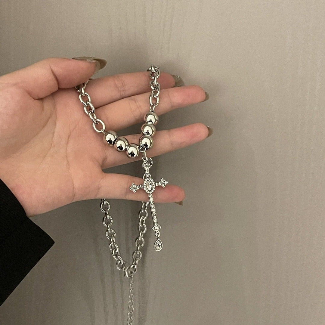 Faux pearl cross pendant necklace  | Festival Outfits Women