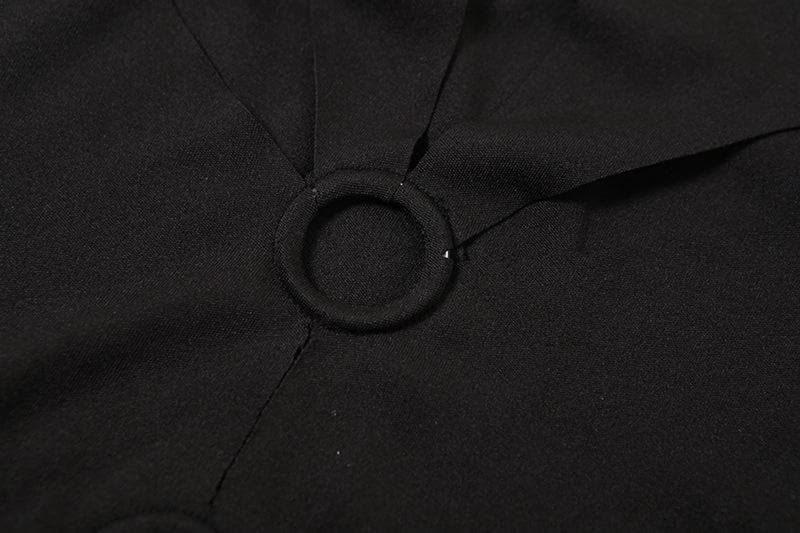 Riga mai kama da O ring hollow out crewneck mai kauri da aka yanke | Kayan Biki Mata