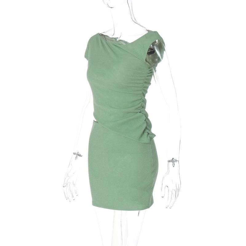 Off shoulder ruched mini skirt set  | Festival Outfits Women