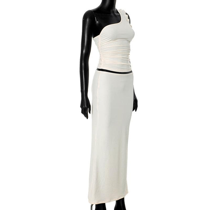 One shoulder ruffle irregular maxi skirt set  | Festival Outfits Women