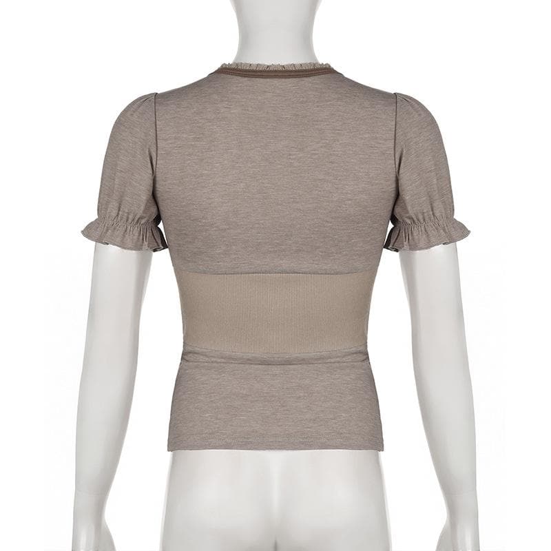 Rigunan gajeriyar riga mai maɓalli mai ɗaure da ribbed | Kayan Biki na Mata