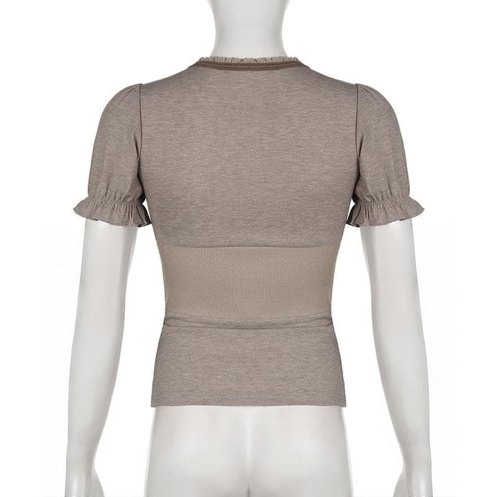 Rigunan gajeriyar riga mai maɓalli mai ɗaure da ribbed | Kayan Biki na Mata