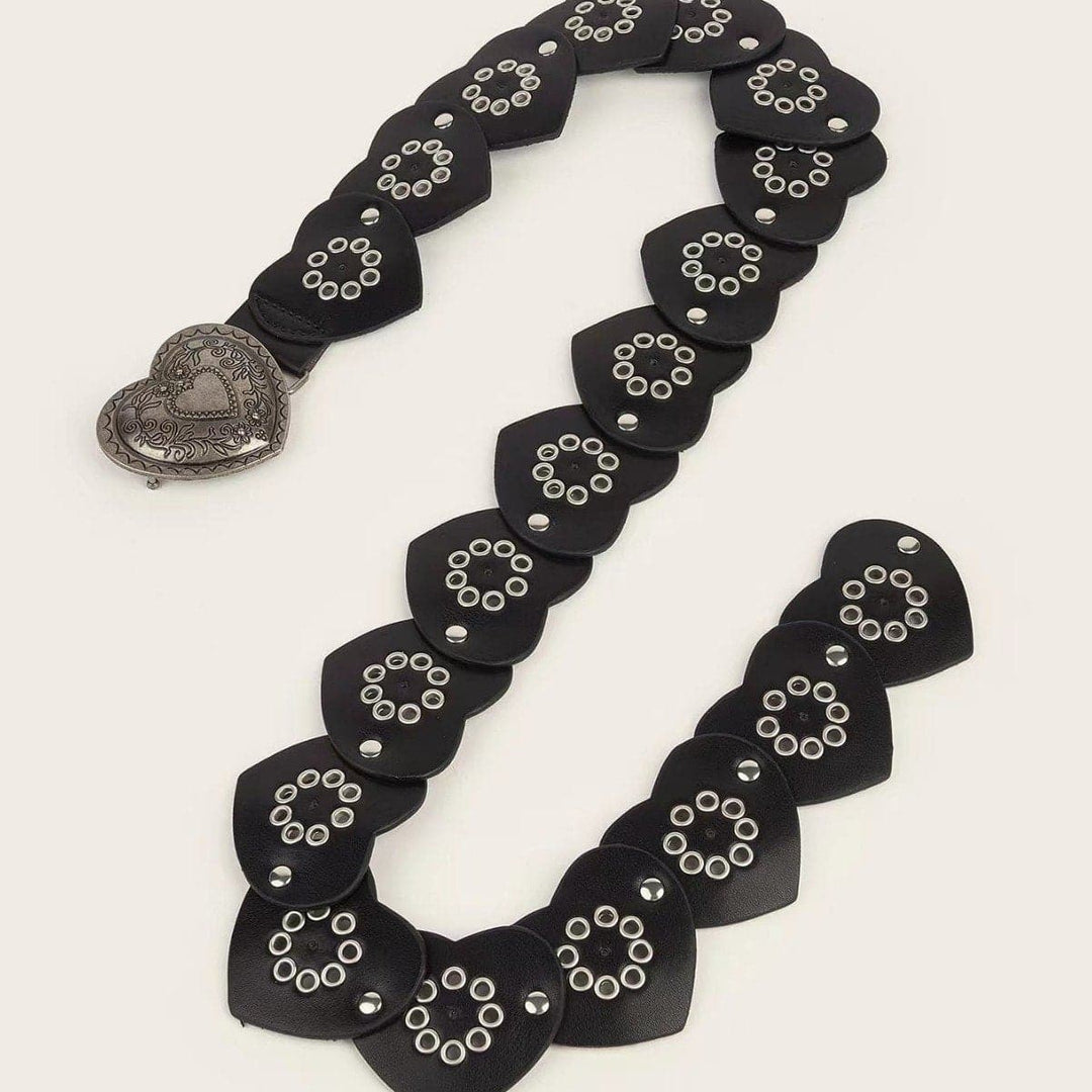 Heart hollow out patchwork PU leather belt  | Festival Outfits Women