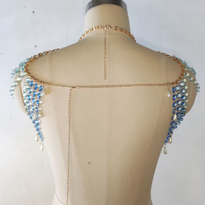Halter beaded backless hollow out crop cut out top  | Festival Outfits Women