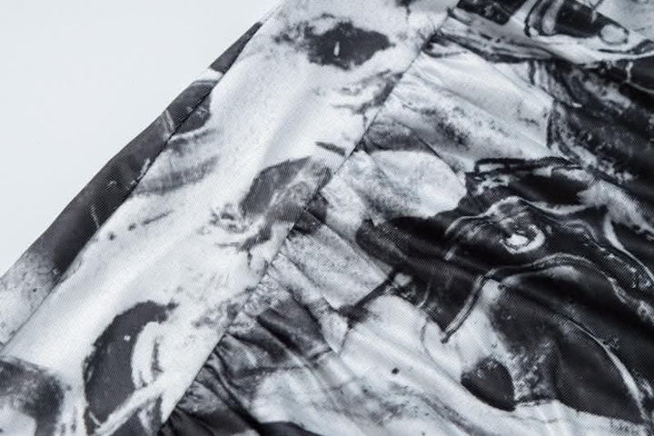 Tie dye contrast sleeveless ruched crewneck mini dress-final-sale