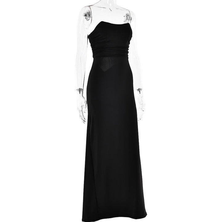 Ruched lace up backless hollow out tube cut out maxi dress  | Festival Outfits Women