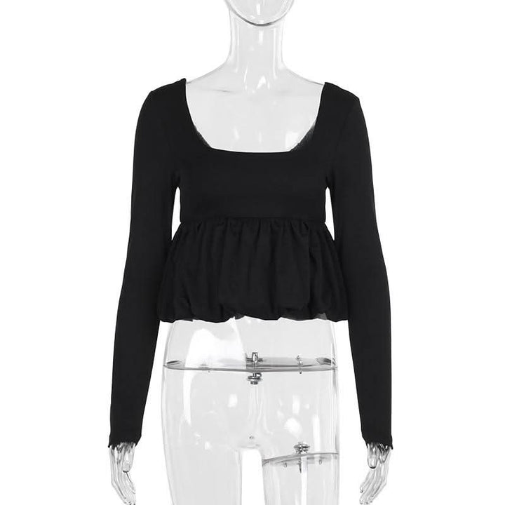 U neck long sleeve solid top  | Festival Outfits Women