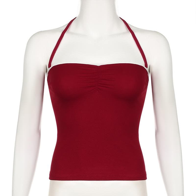 Tufafin Halter ruched mai kauri mara baya | Kayan Biki na Mata