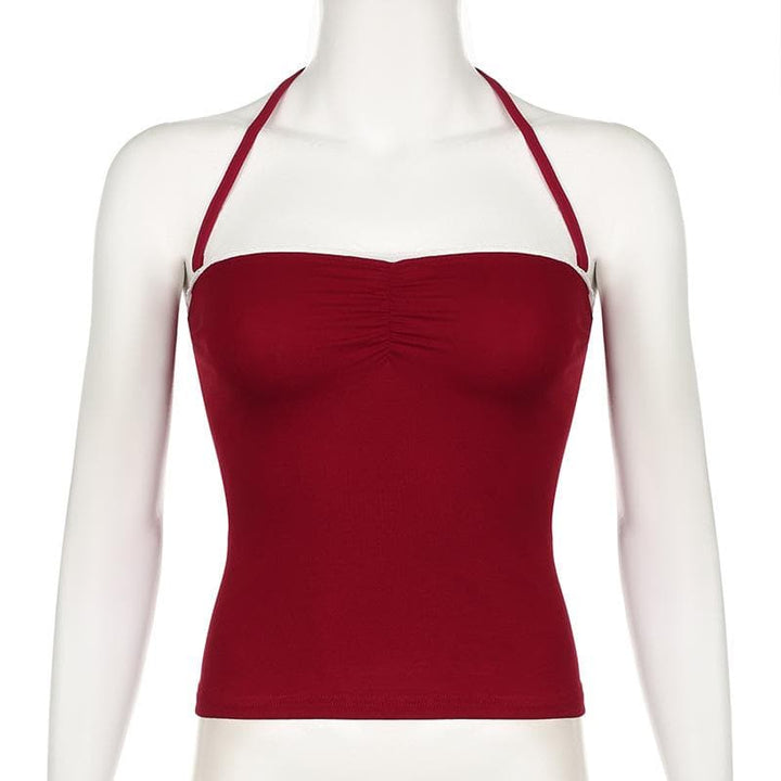 Tufafin Halter ruched mai kauri mara baya | Kayan Biki na Mata