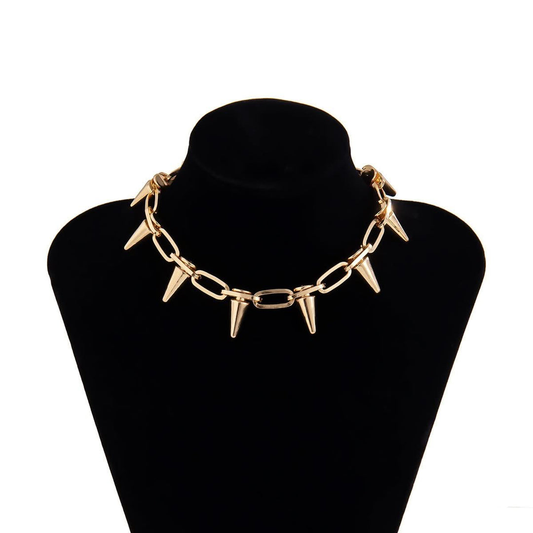 Rivet decor metal chain choker necklace  | Festival Outfits Women