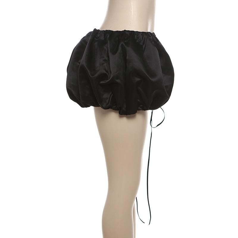Lace up solid ruched ribbon mini skirt  | Festival Outfits Women