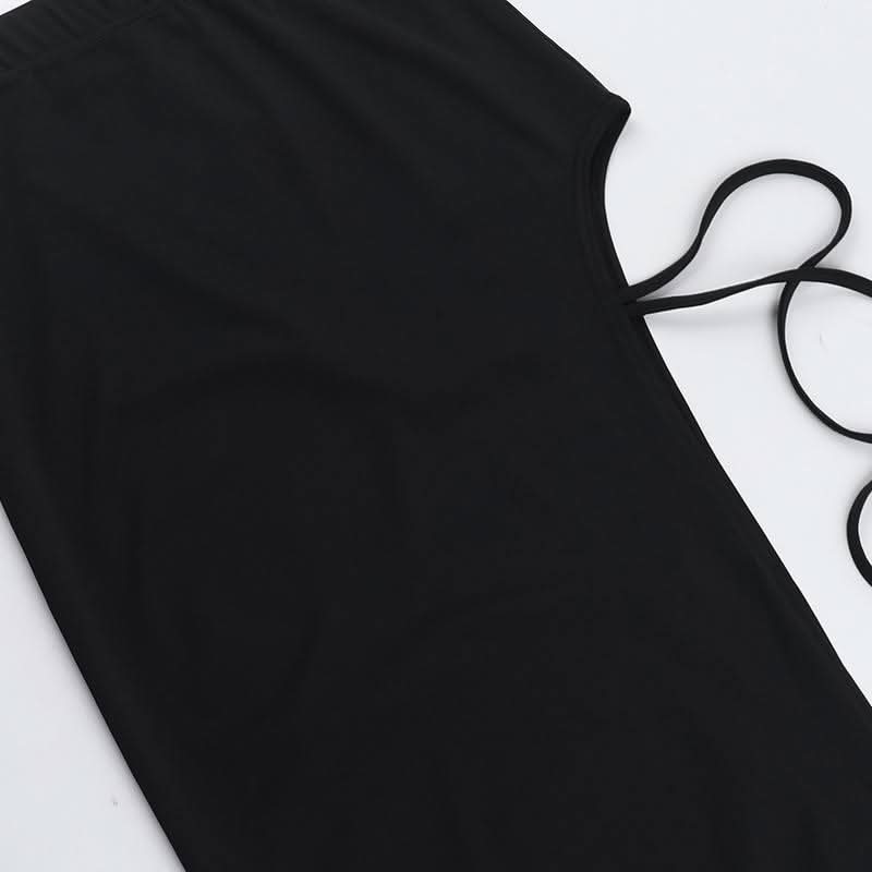 Irregular slit self tie solid tube midi skirt set  | Festival Outfits Women