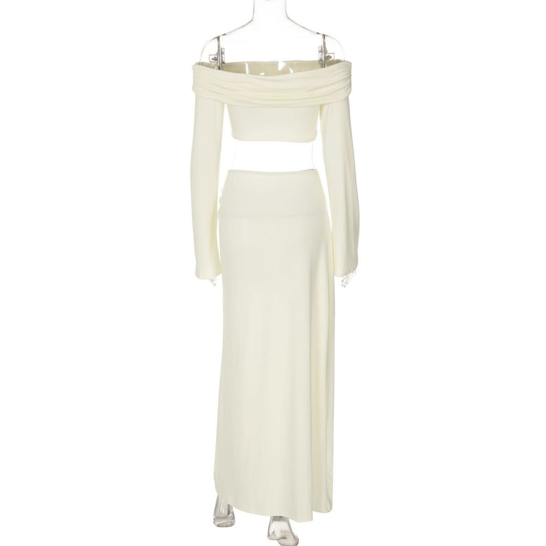 Off shoulder long sleeve o ring slit maxi dress  | Festival Outfits Women