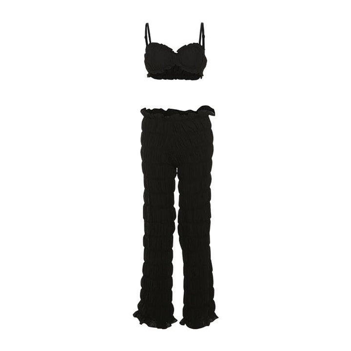 Smocked ruched low rise pant set-final-sale  | Festival Outfits Women