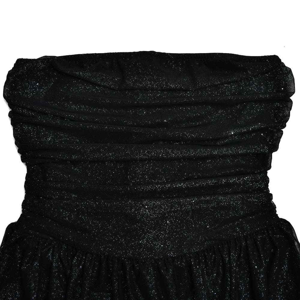 Ruched backless glitter mesh tube mini dress  | Festival Outfits Women