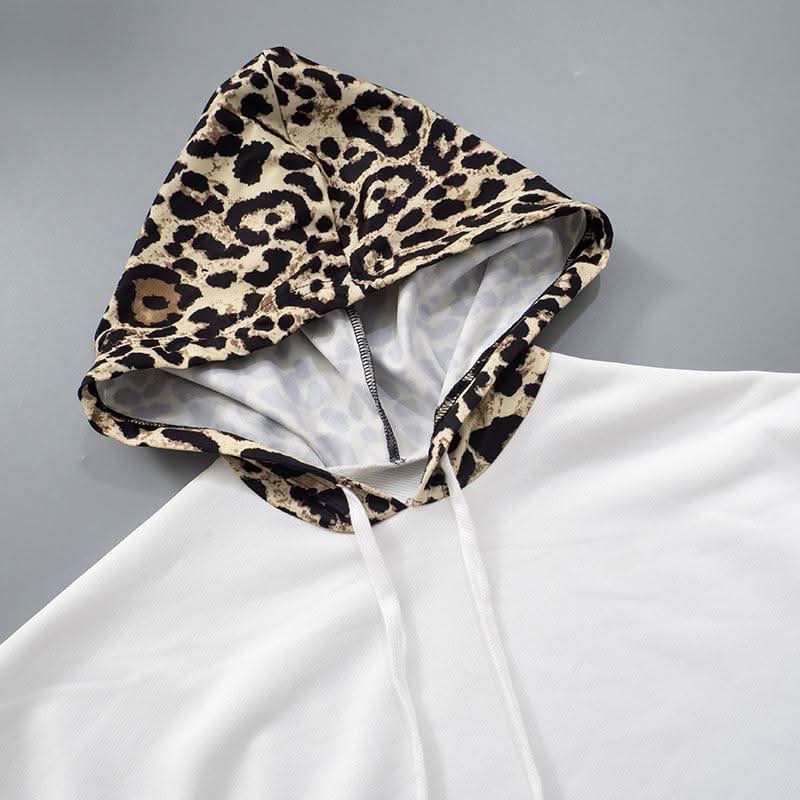Hoodie long sleeve leopard print pocket top  | Festival Outfits Women  | Cheetah Print Top