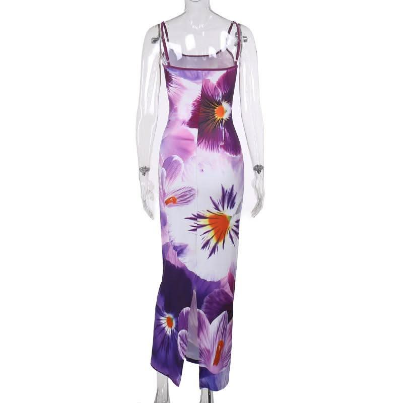 U neck flower print cami maxi dress  | Festival Outfits Women