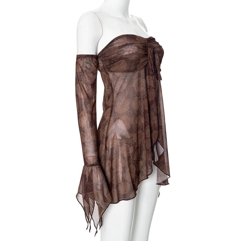 Doguwar riga mai sheƙi mai sheƙi a saman kafada | Kayan Biki na Mata