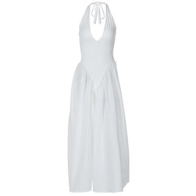 Halter v neck ruched knotted midi dress  | Festival Outfits Women