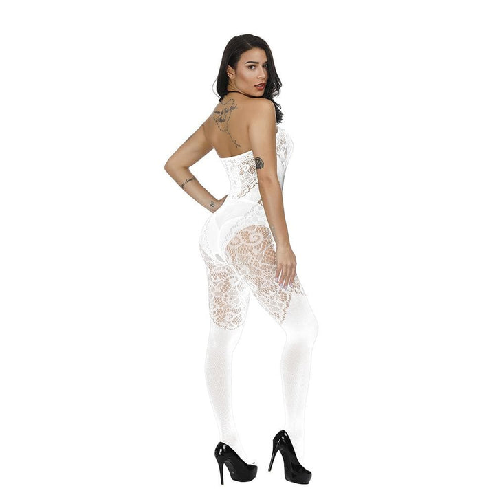 Halter patchwork lace backless bodystocking  | Festival Outfits Women