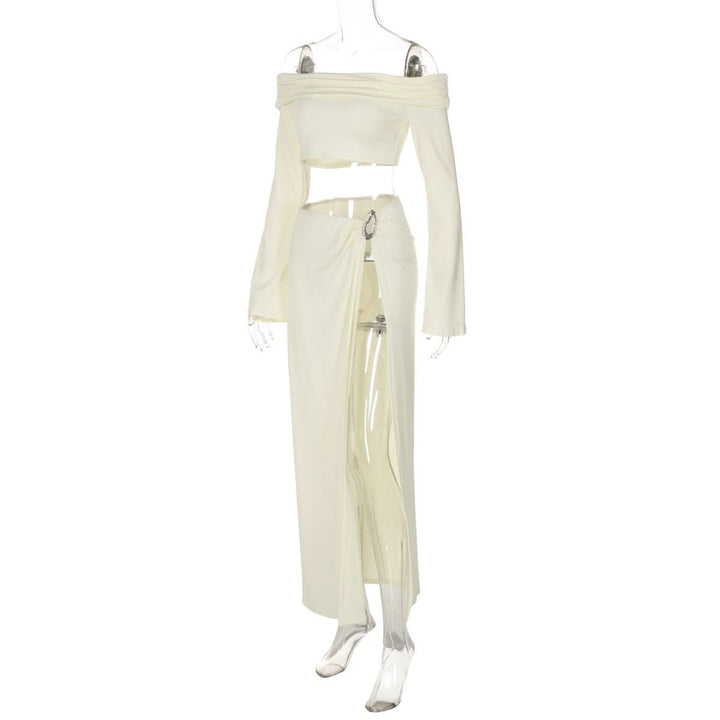 Off shoulder long sleeve o ring slit maxi dress  | Festival Outfits Women