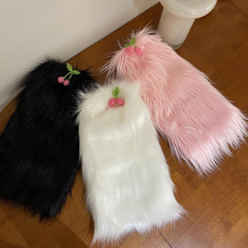 Furry cherry decor leg warmer  | Festival Outfits Women