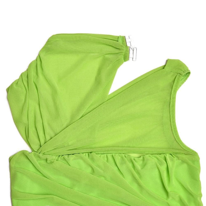 Sleeveless irregular hollow out mesh knotted ruched cut out mini dress-final-sale  | Festival Outfits Women